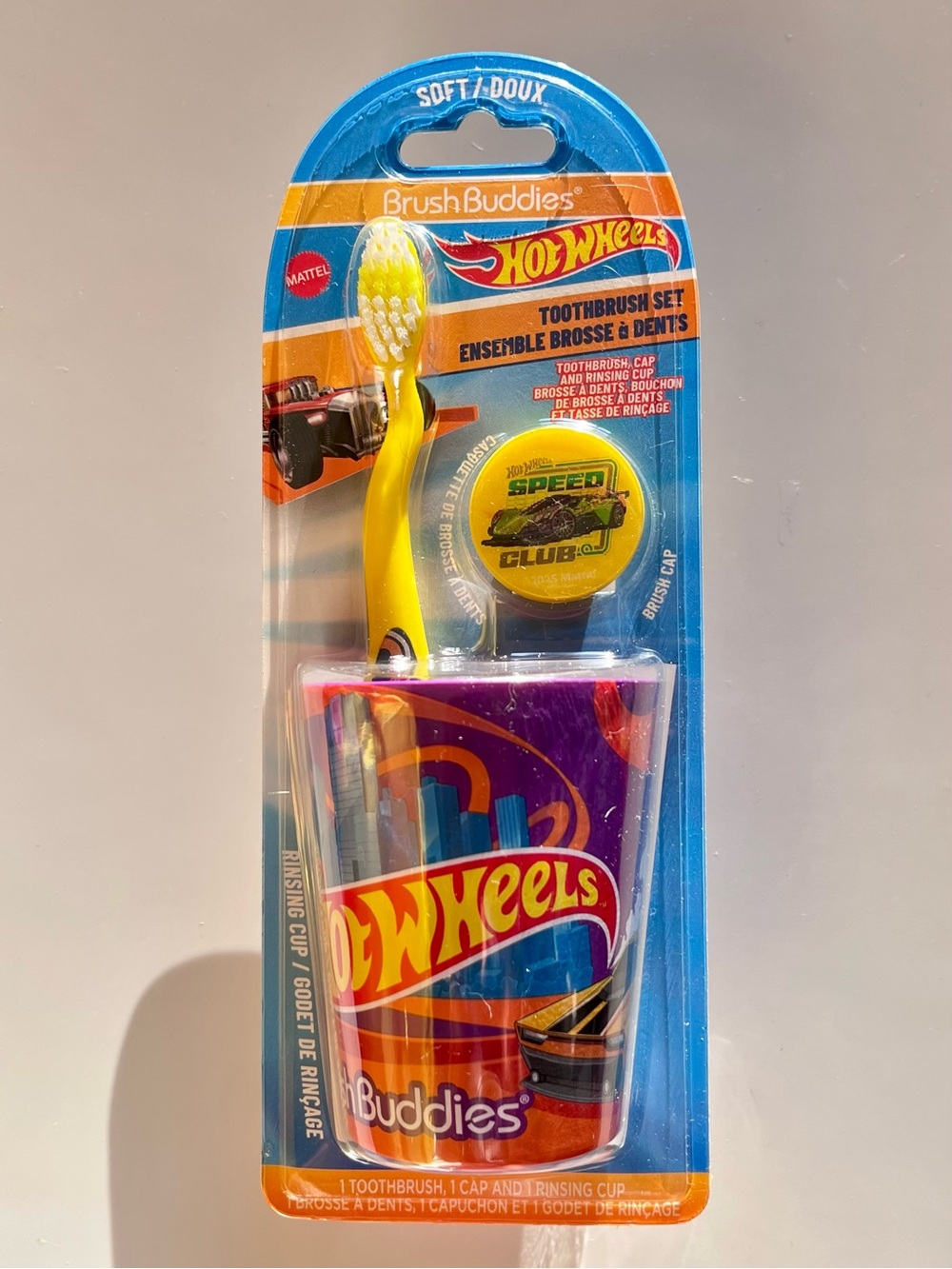 Hot Wheels Brush Buddies Kids Toothbrush Set - Soft Toothbrush, Cap, Cup
